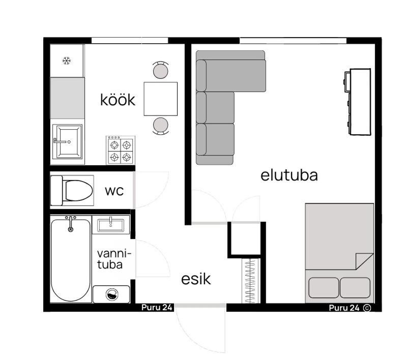 Půdorys ubytování Modern Studio Apartment
