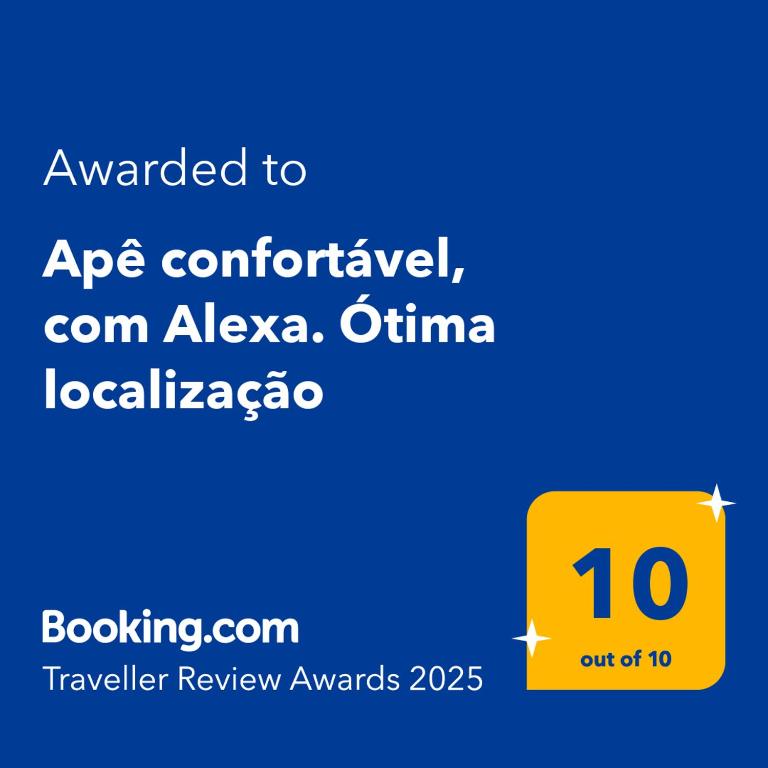 Certifikát, hodnocení, plakát nebo jiný dokument vystavený v ubytování Apê confortável, com Alexa. Ótima localização