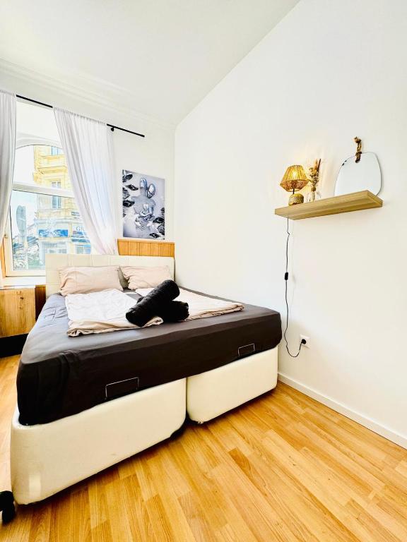 ウィーンにあるComfy Rooms in a Shared Apt, 8Min to Rathausplatzのベッドルーム1室(大型ベッド1台付)