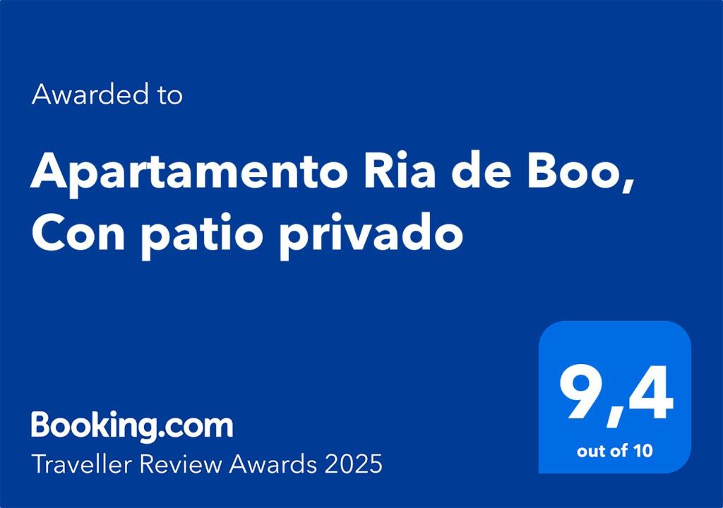 Certifikát, hodnocení, plakát nebo jiný dokument vystavený v ubytování Apartamento Ria de Boo, Con patio privado