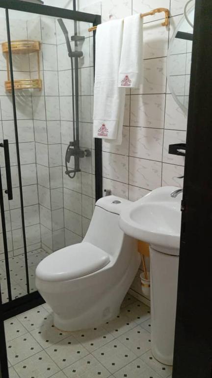 Koupelna v ubytování flamboyant hôtel