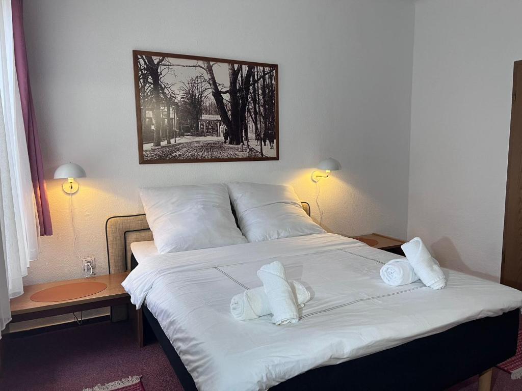 Postel nebo postele na pokoji v ubytování Hotel Doko Gardelegen