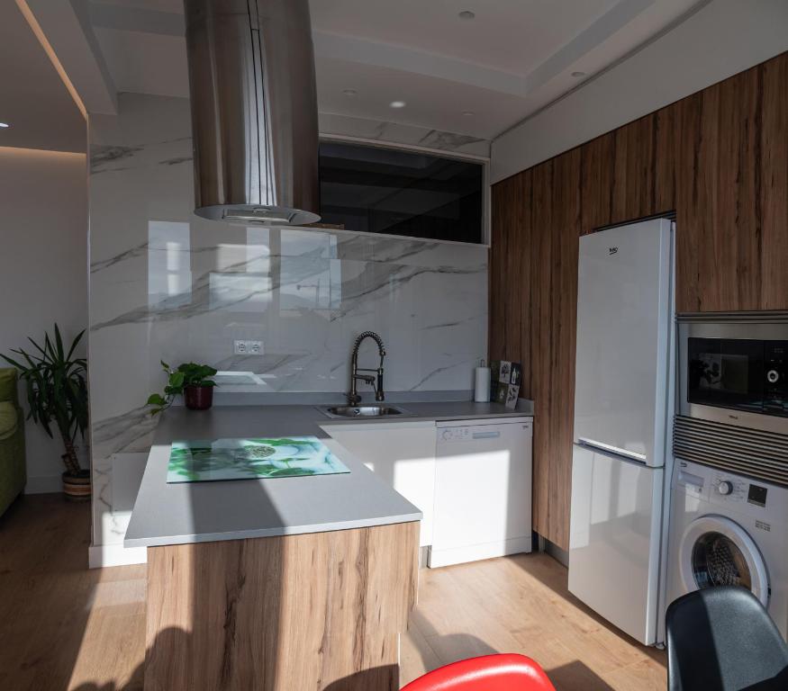 Kuchyň nebo kuchyňský kout v ubytování Cómodo y Moderno piso en el centro de Santander