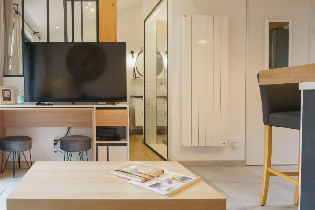TV a/nebo společenská místnost v ubytování Cocon Classé 3 Etoiles - Love et Détente - SPA