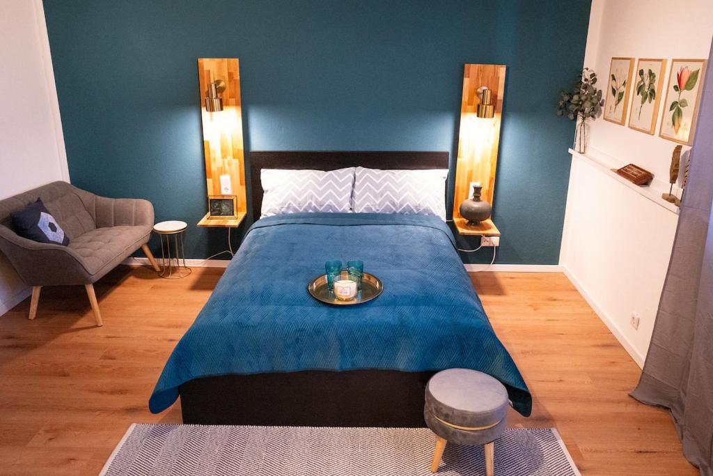 Ένα ή περισσότερα κρεβάτια σε δωμάτιο στο Magnolia Apartment im Souterrain