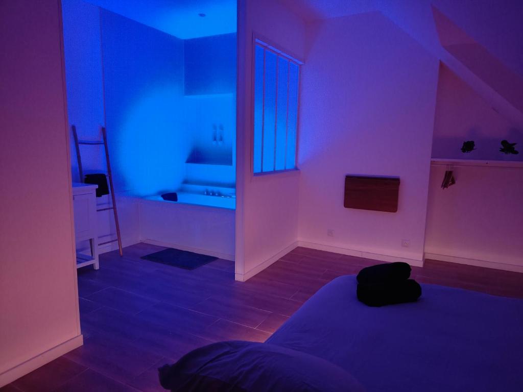 Postel nebo postele na pokoji v ubytování L'évasion Relax Châtel Guyon avec jacuzzi privé