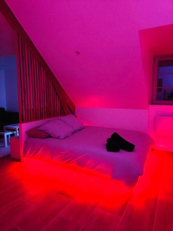 Postel nebo postele na pokoji v ubytování Zen lodge jacuzzi privé