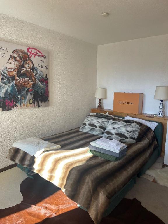 Postel nebo postele na pokoji v ubytování Ski