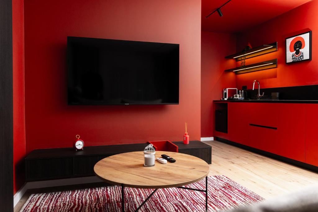 TV a/nebo společenská místnost v ubytování Erika's Apartments