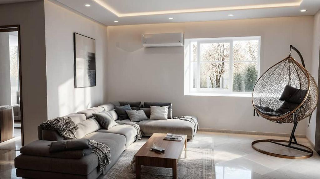 O zonă de relaxare la Superbe Etage Villa avec balcon, BBQ
