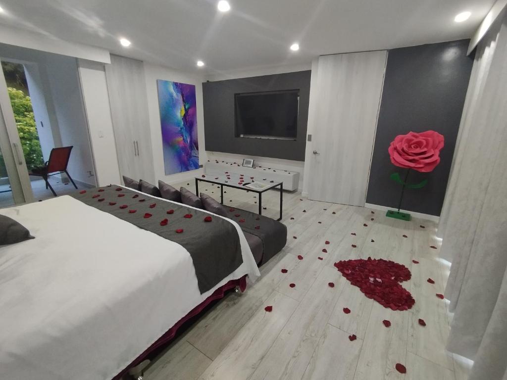 Postel nebo postele na pokoji v ubytování Mirador samsara Suite Luxury piso completo
