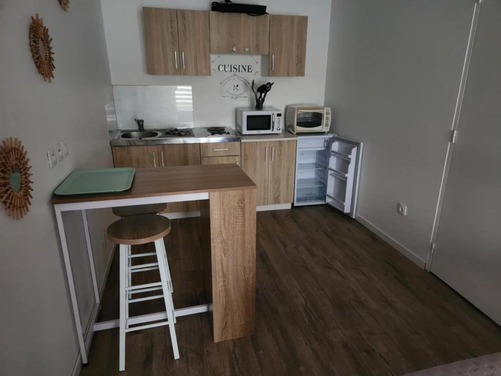 Kuchyň nebo kuchyňský kout v ubytování Studio avec terrasse