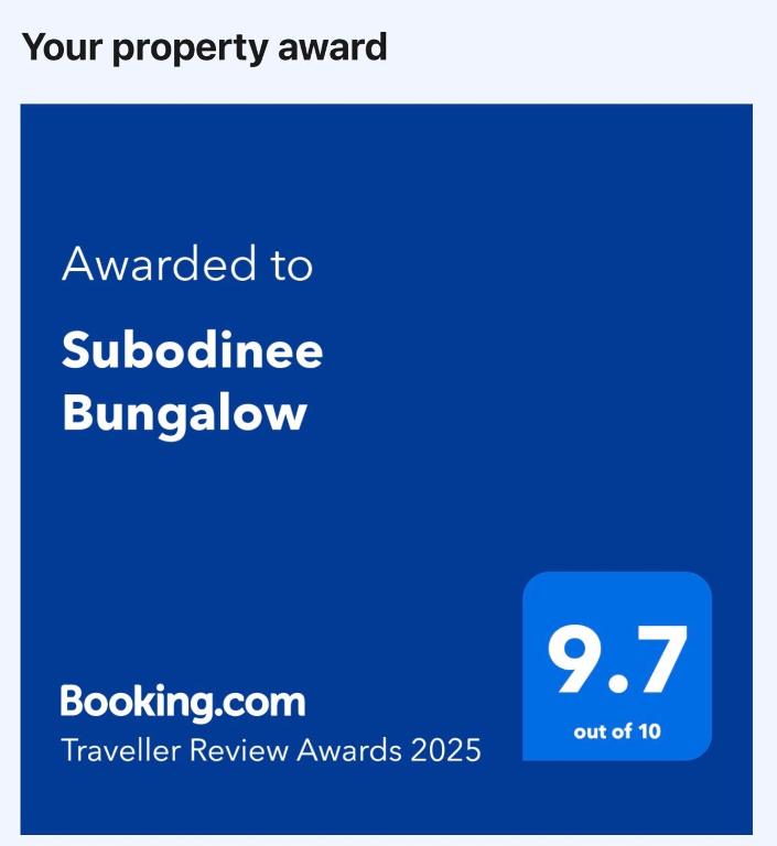 Certifikát, hodnocení, plakát nebo jiný dokument vystavený v ubytování Subodinee Bungalow