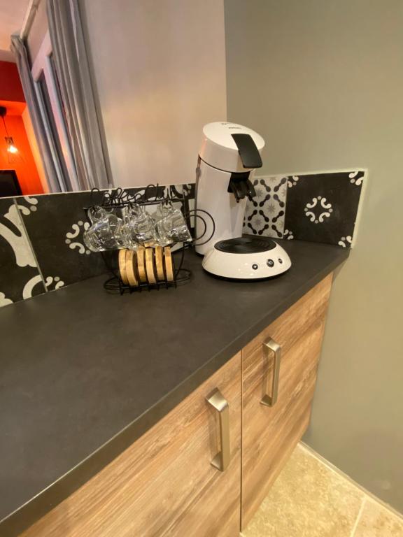 Kuchyň nebo kuchyňský kout v ubytování Loft pied de Coline au calme