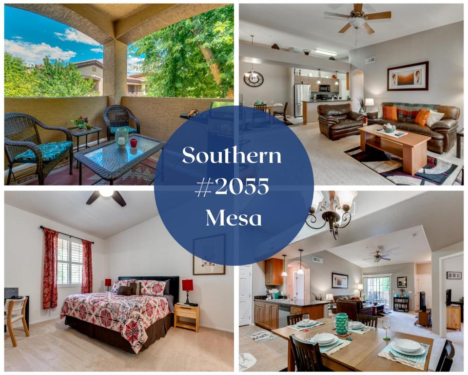 a collage of photos of a living room and dining room at Southern #2055 Mesa in Mesa