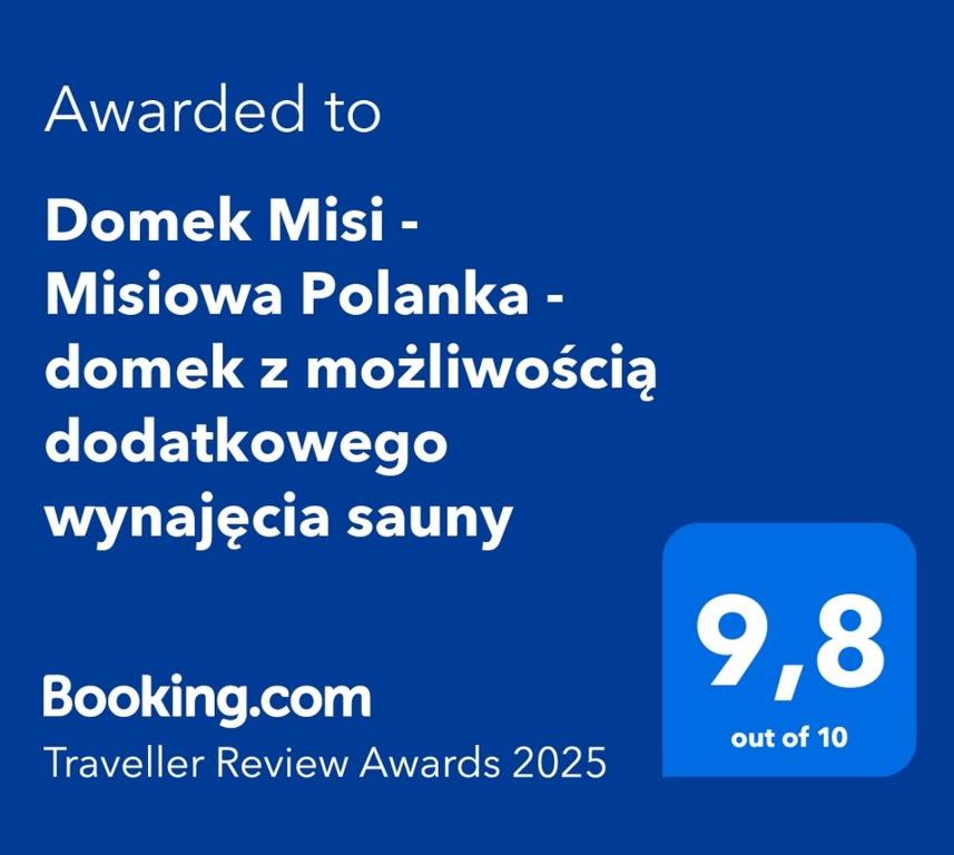 Certifikát, hodnocení, plakát nebo jiný dokument vystavený v ubytování Domek Misi - Misiowa Polanka - domek z możliwością dodatkowego wynajęcia sauny