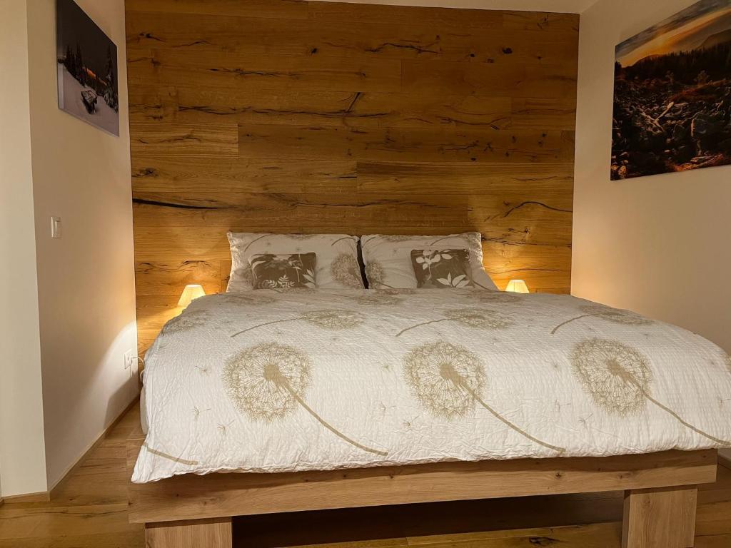 Postel nebo postele na pokoji v ubytování STEZKA horský apartmán Dolní Morava
