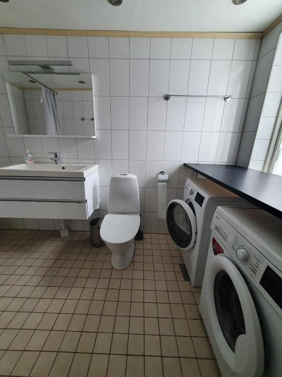 Koupelna v ubytování 5 sovrum 9 bäddar 12 sovplatser