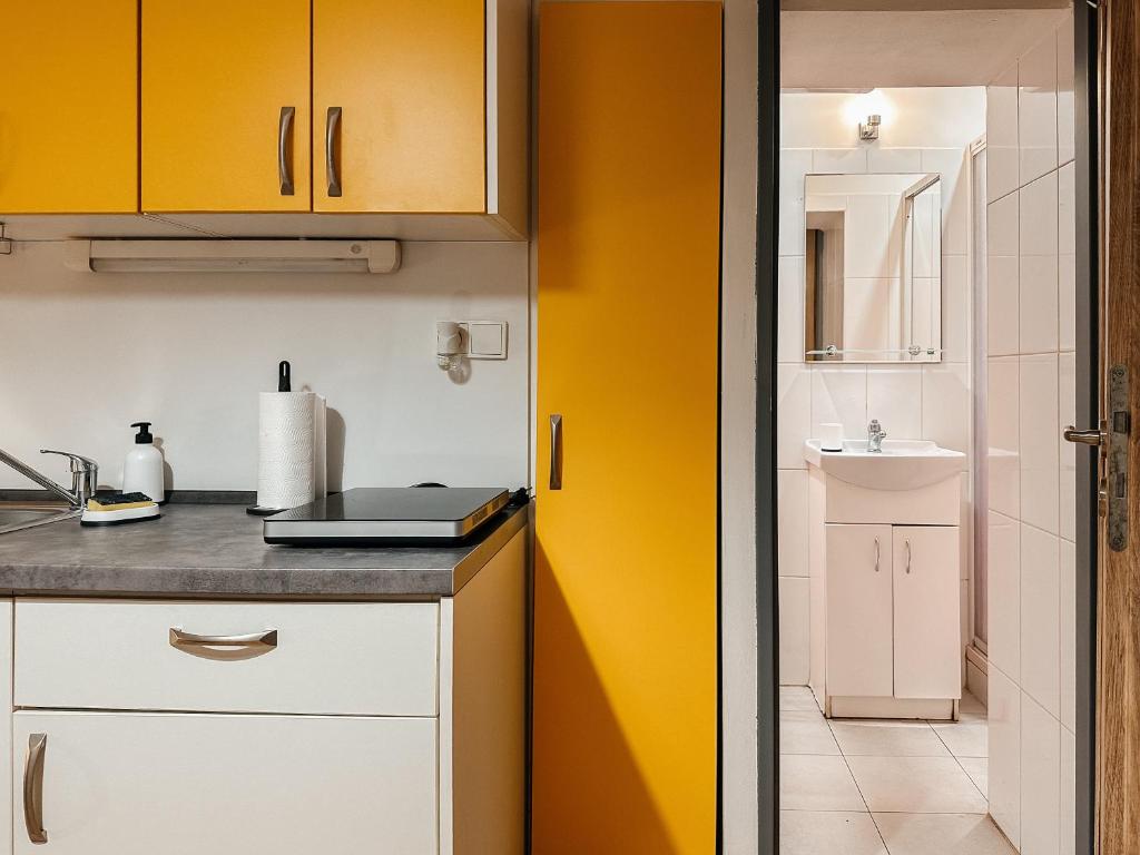 Kuchyň nebo kuchyňský kout v ubytování ELSO apartments