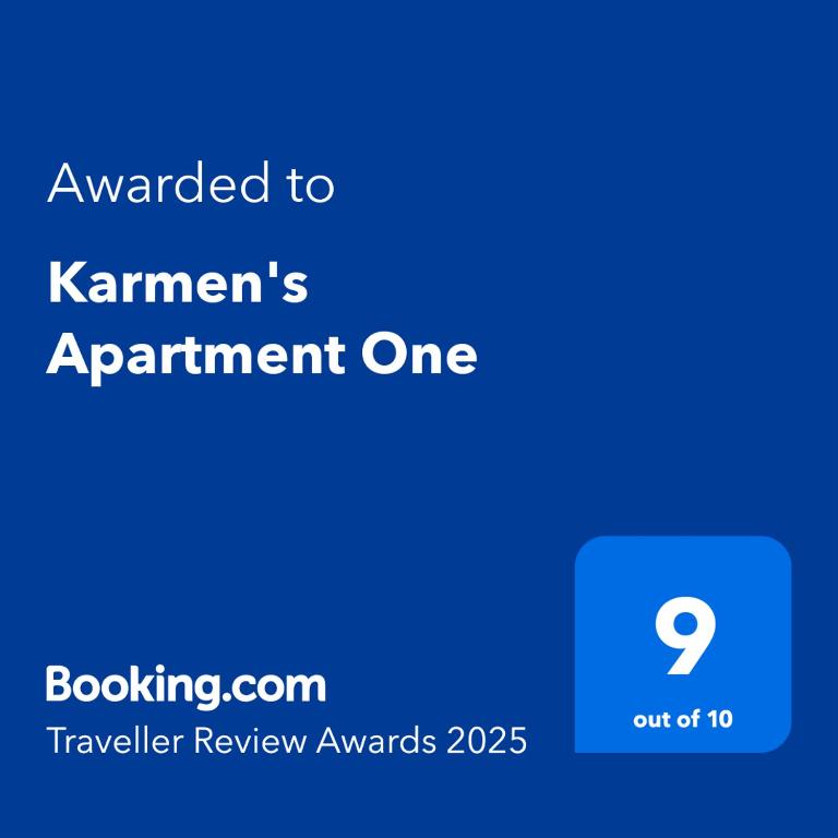Certifikát, ocenenie alebo iný dokument vystavený v ubytovaní Karmen's Apartment One
