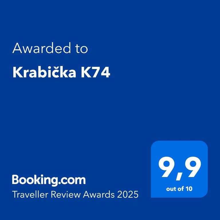 Certifikát, hodnocení, plakát nebo jiný dokument vystavený v ubytování Krabička K74