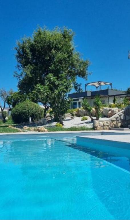 a large blue swimming pool in front of a house at Alle Preziose Dimore in Tropea