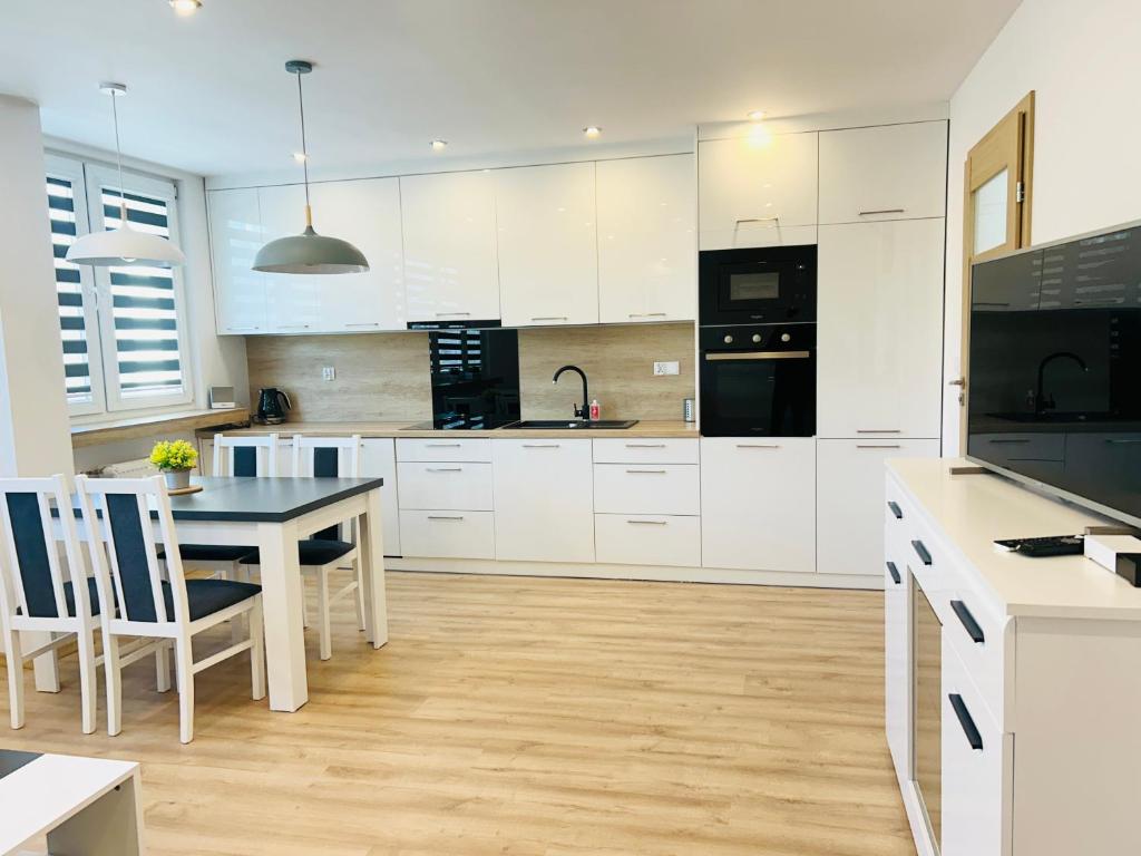 Kuchyň nebo kuchyňský kout v ubytování Apartament MK 11