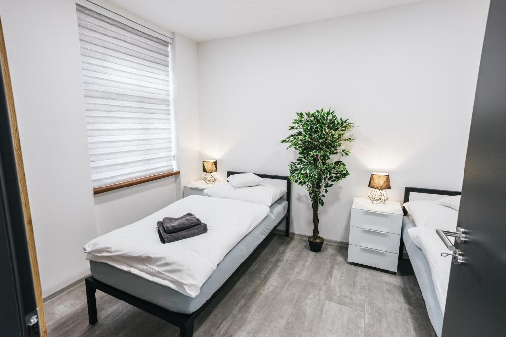 Ένα ή περισσότερα κρεβάτια σε δωμάτιο στο Apartmány U Doskočilů