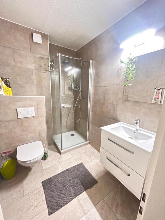 Koupelna v ubytování Monthey appartement