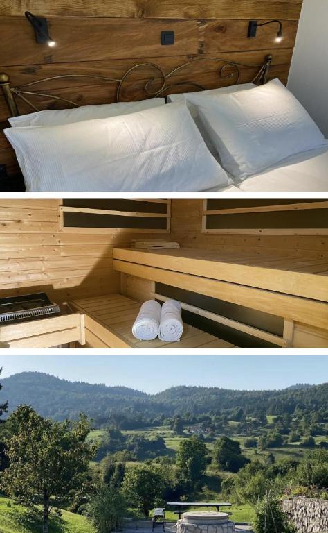 Postel nebo postele na pokoji v ubytování Spacious apartment in nature with sauna!
