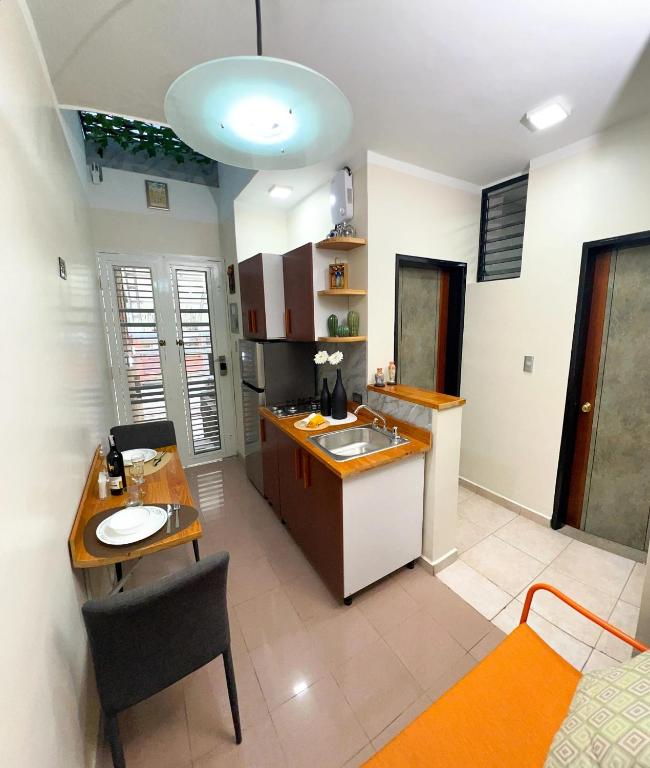 Dapur atau dapur kecil di Suite Jardín un hospedaje práctico y genial