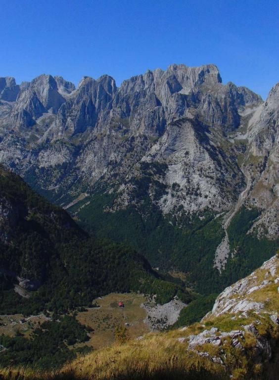 a view of a mountain range with mountains at Dedushi Guesthouse &Wood cabins-Camping place in Gusinje