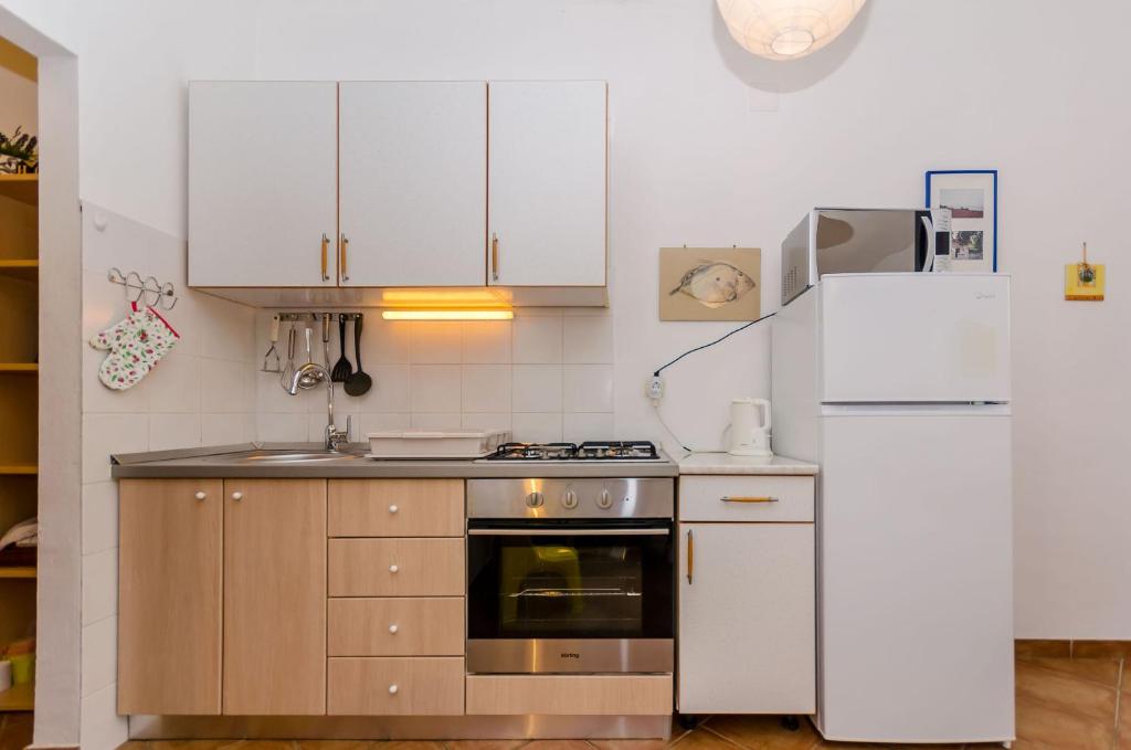 Kuchyň nebo kuchyňský kout v ubytování Apartments Josip