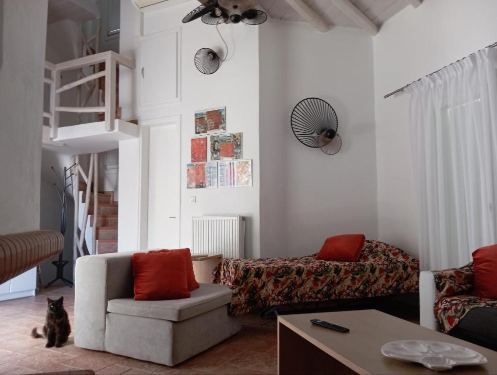 Posezení v ubytování Mykonos Ornos RedOcher Home