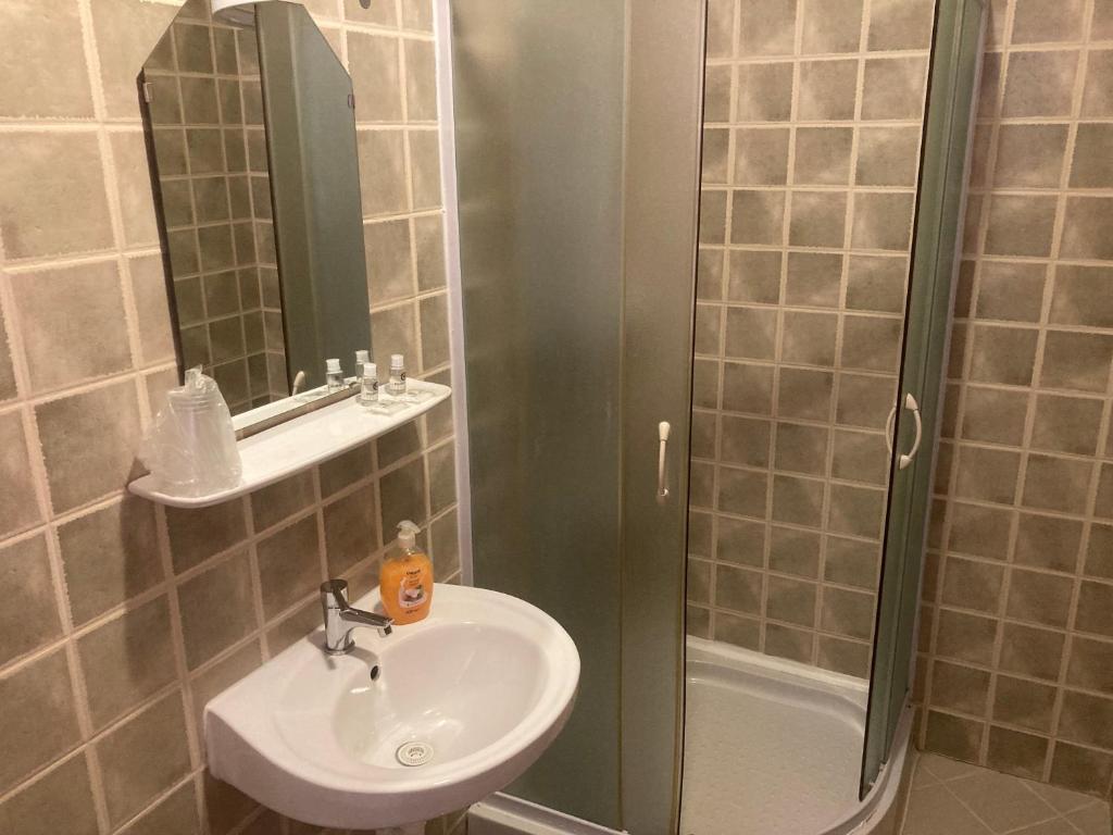 Kúpeľňa v ubytovaní Bazilika Vendégház
