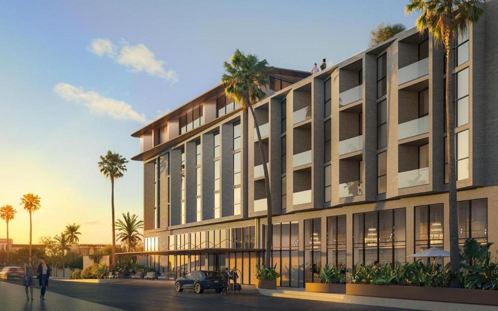 a rendering of a building with a car parked in front at Villa Sahrai, a Member of Design Hotels in Casablanca