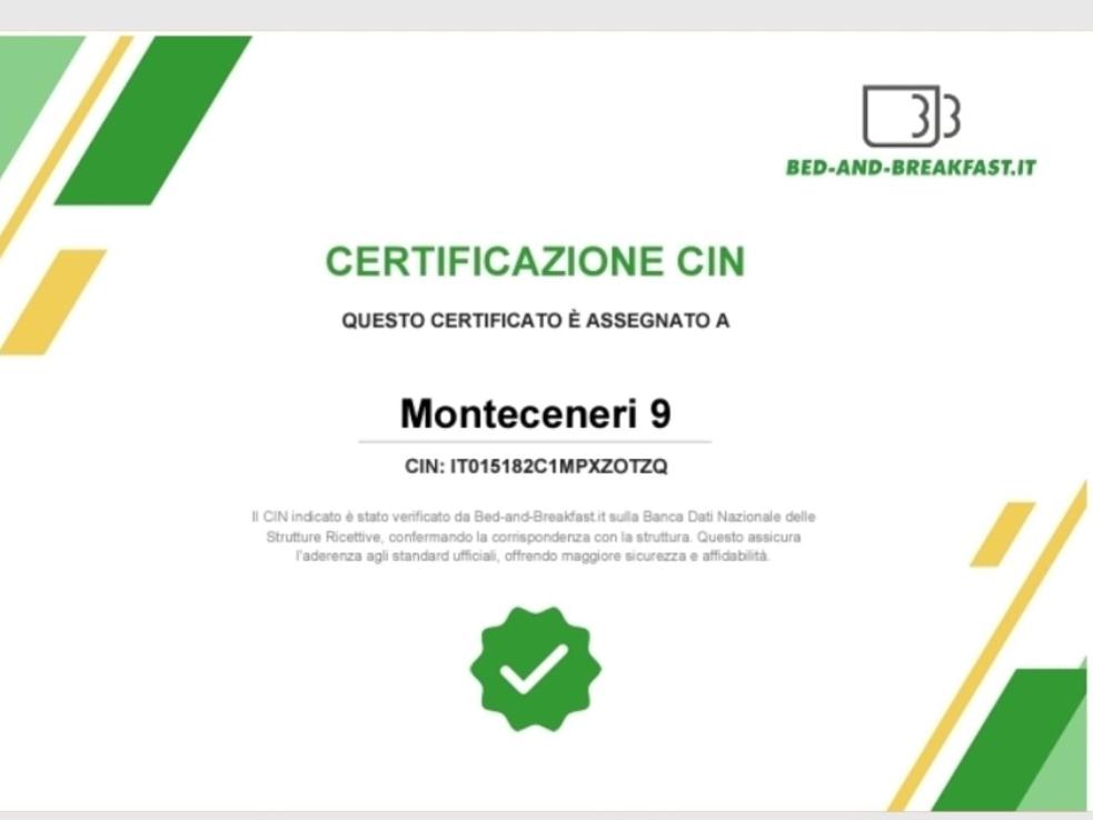 Monteceneri 9 B&b tanúsítványa, márkajelzése vagy díja