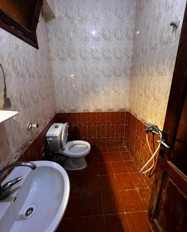 a bathroom with a sink and a toilet at Octopus Hotel in Dahab