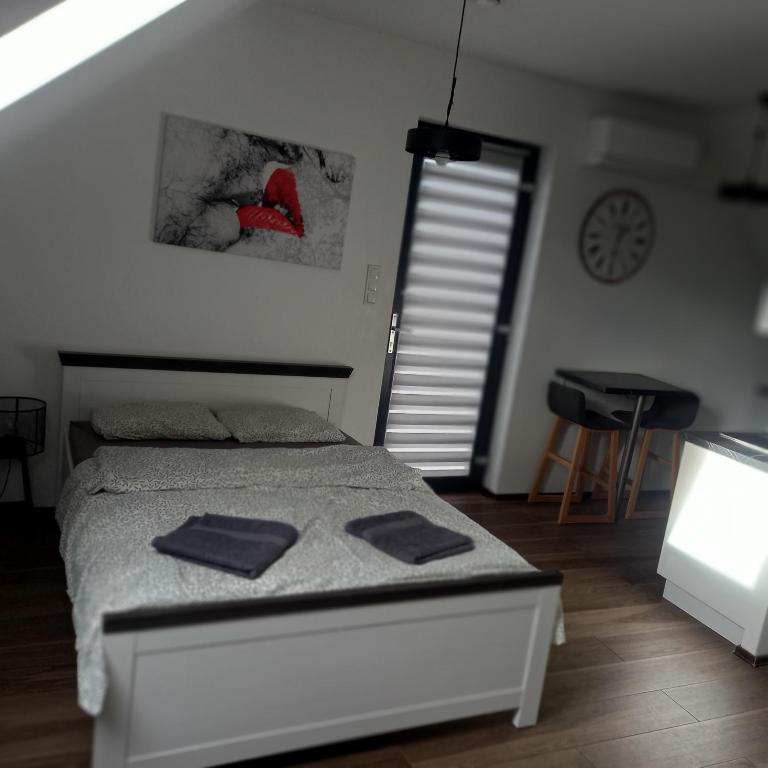 Postel nebo postele na pokoji v ubytování Apartament Muzyczny