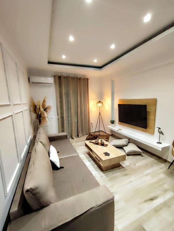 TV a/nebo společenská místnost v ubytování Aneira Suite in Chalkida