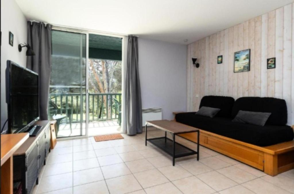 un salon avec un canapé et une télévision dans l'établissement Village Moliets - maeva Home - Appartement 2 pièces 5 personnes - Prestige MAE-7051, à Moliets-et-Maa