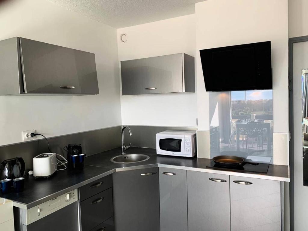Kuchnia lub aneks kuchenny w obiekcie Résidence Port Nature Colline 5 - Studio pour 2 personnes numéro 529 - Naturiste