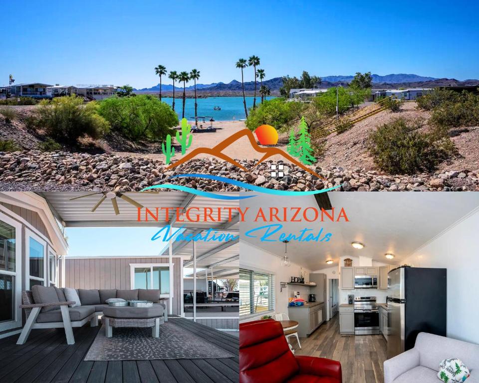 un collage di due foto di una casa di Picture Perfect at Sam's Beachcomber a Lake Havasu City