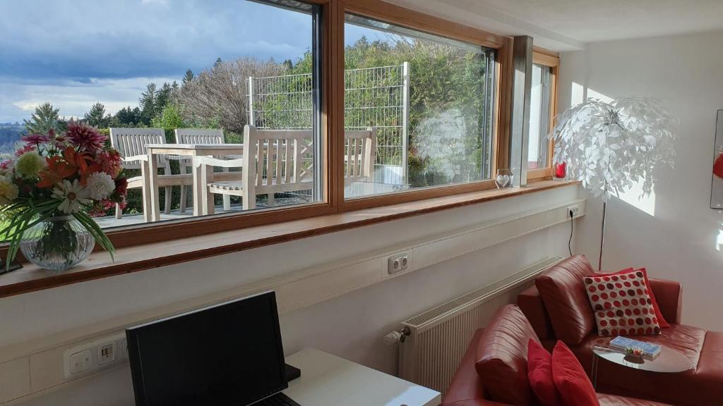 Balkón nebo terasa v ubytování F E R I E N W O H N U N G "Am Halbenstein" mit Garten