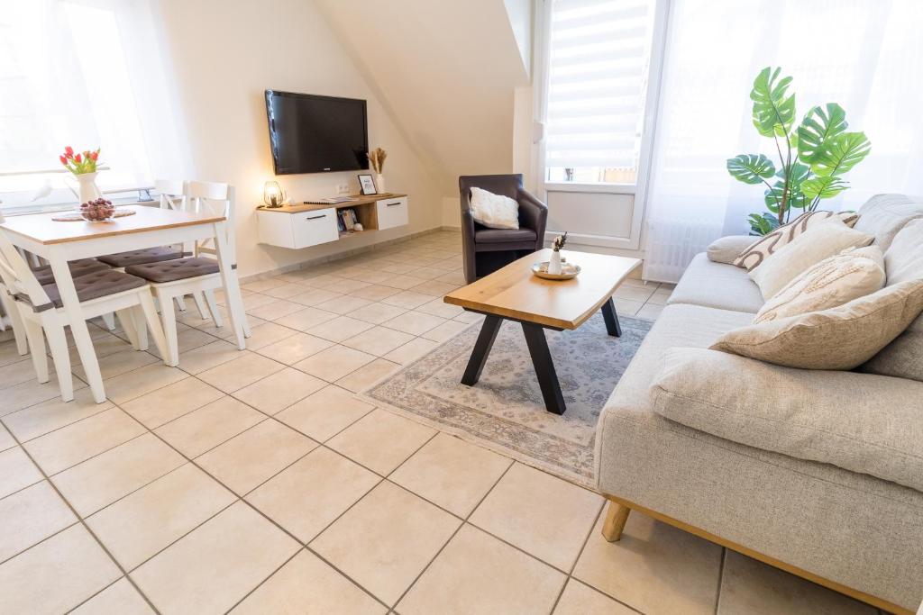Posezení v ubytování Ferienwohnung Strandkiste