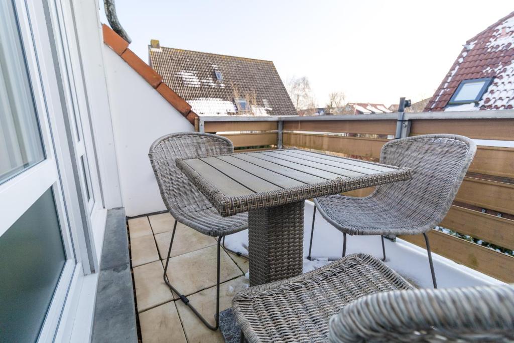 Balkón nebo terasa v ubytování Ferienwohnung Strandkiste