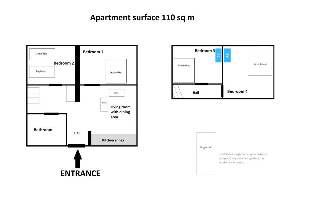 Plán poschodí v ubytovaní Super Central Apartment Sienna street
