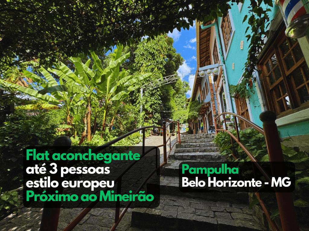 a set of stairs leading up to a building at Flat aconchegante 1 Vila Rica ao lado Mineirão Pampulha BH in Venda Nova