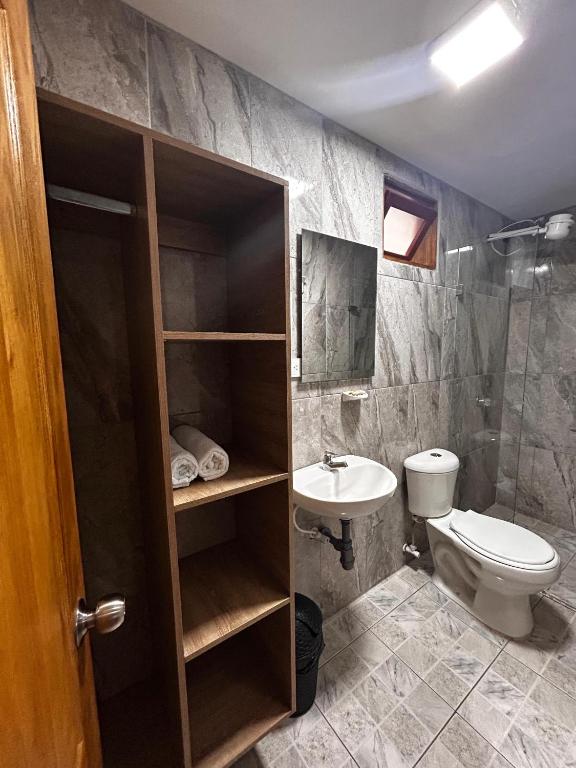 Koupelna v ubytování Hotel Olímpica