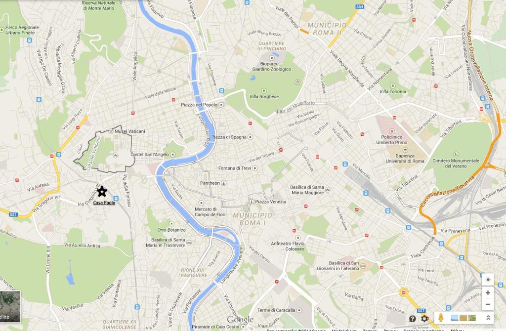 mapa miasta z kolorowymi drogami w obiekcie Da Paolo al Vaticano w Rzymie